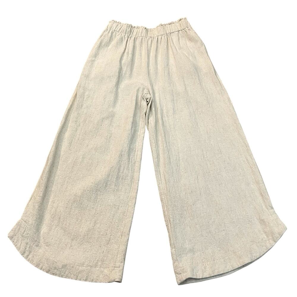 Petal And Pup Wide Leg Linen Capri Crop Pants Medium Pull On Woven Boho Vacation